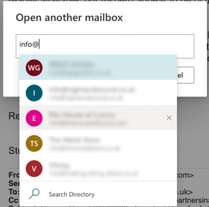Choose a mailbox dialog